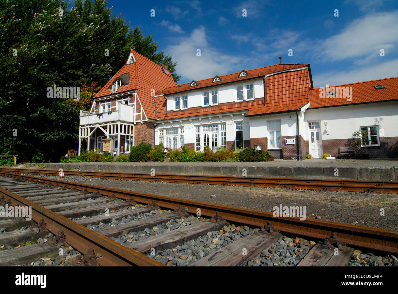Gare ferroviaire historique dans le sud de Bergedorf, à Hambourg. Banque D'Images
