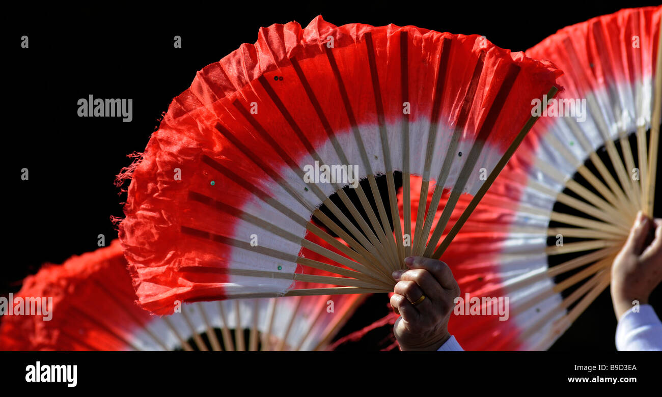 Birmingham St. Patrick's Parade, Digbeth, Birmingham, Angleterre, Royaume-Uni. Des fans chinois dans le défilé. Banque D'Images