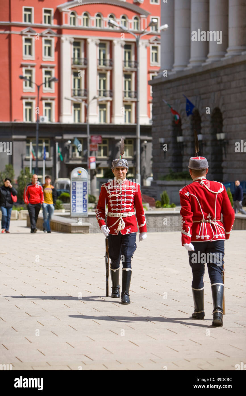 Les gardes du Palais du président Sofia Bulgarie Banque D'Images