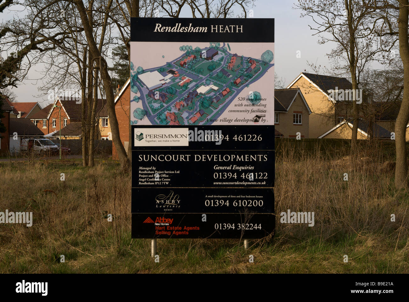 Sewen Heath, un nouveau village du développement sur l'ancienne base aérienne américaine de Bentwaters, Suffolk, UK. Banque D'Images