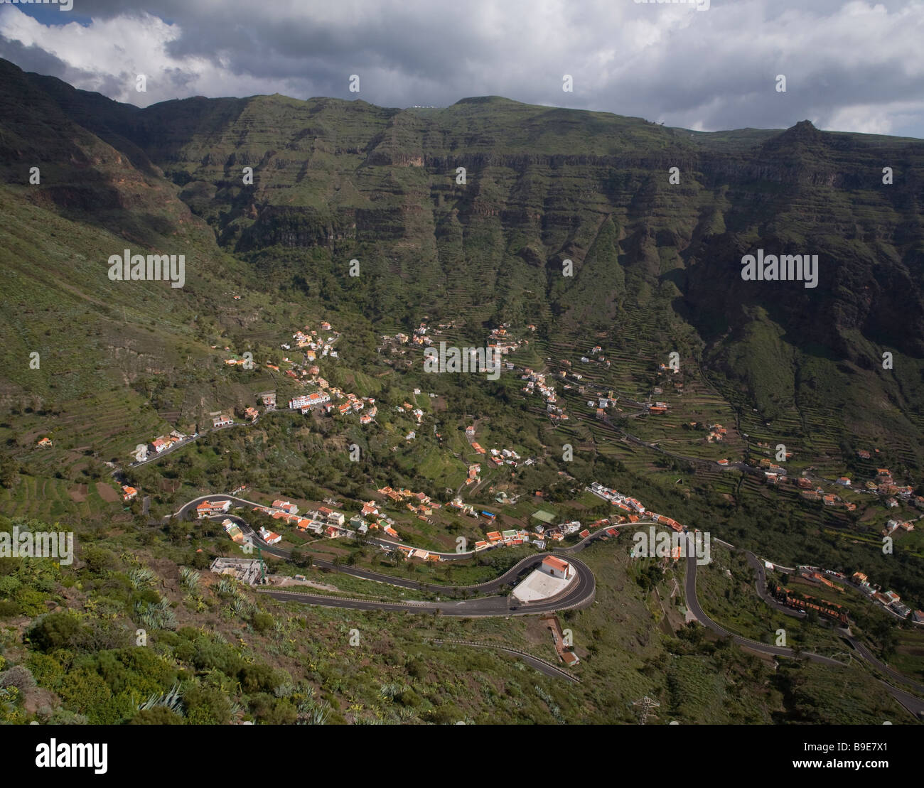 Vue aérienne de Valle Gran Rey La Gomera Canaries Banque D'Images