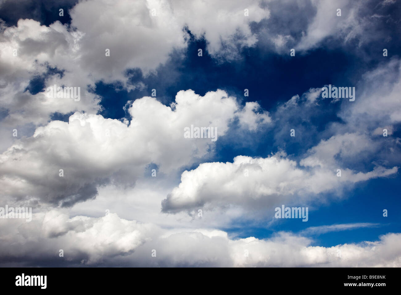 Puffy blanc nuages sur un ciel bleu du Colorado jour Banque D'Images