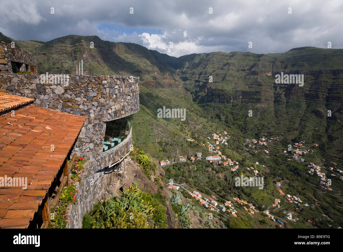 Restaurant Mirador del Palmerejeo Valle Gran Rey La Gomera Canaries conçu par l'architecte César Manrique Banque D'Images