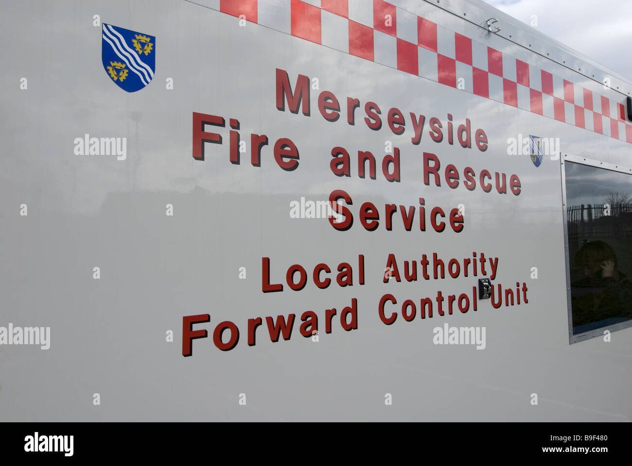 Service d'incendie et de sauvetage de l'autorité locale de l'unité de commande de marche avant pour utilisation à des incidents majeurs Banque D'Images