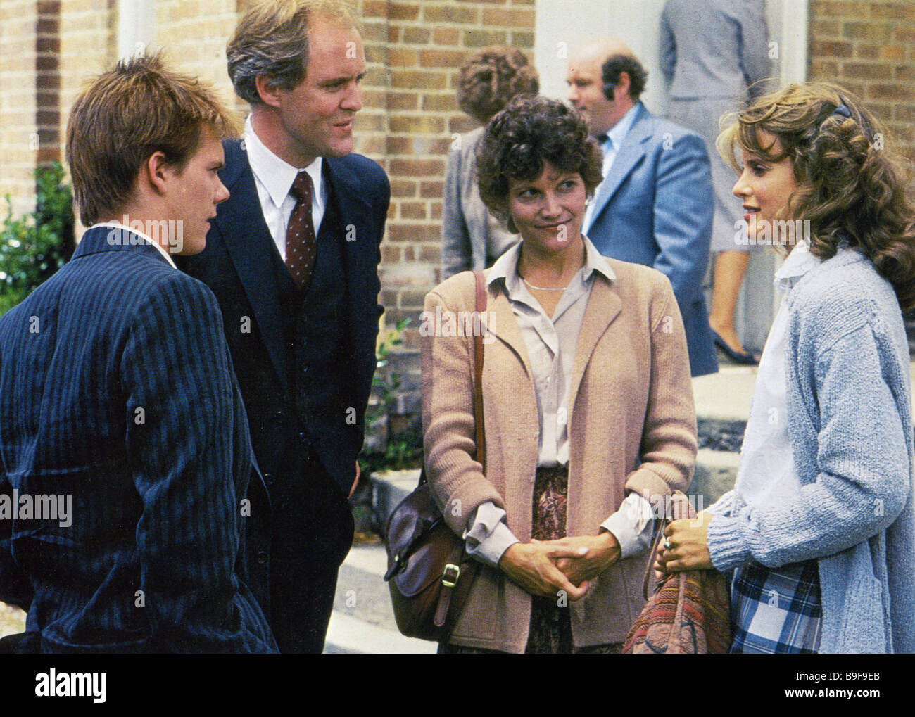 FOOTLOOSE 1984 Paramount film avec de gauche à droite Kevin Bacon, John Lithgow, Dianne West et Lori Singer Banque D'Images