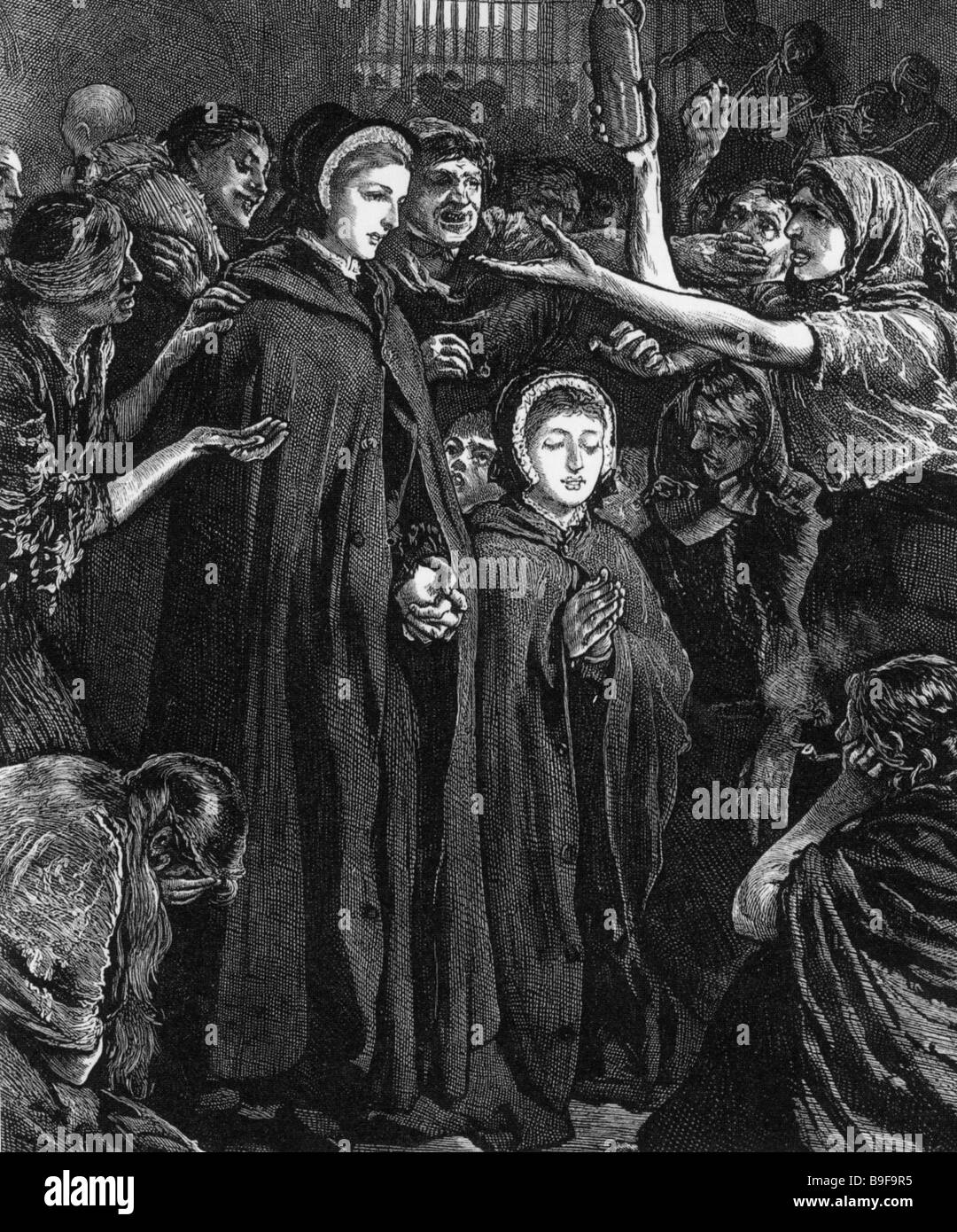 La prison de Newgate, Londres - visite des réformateurs de prisonniers détenus dans une gravure 1813 Banque D'Images