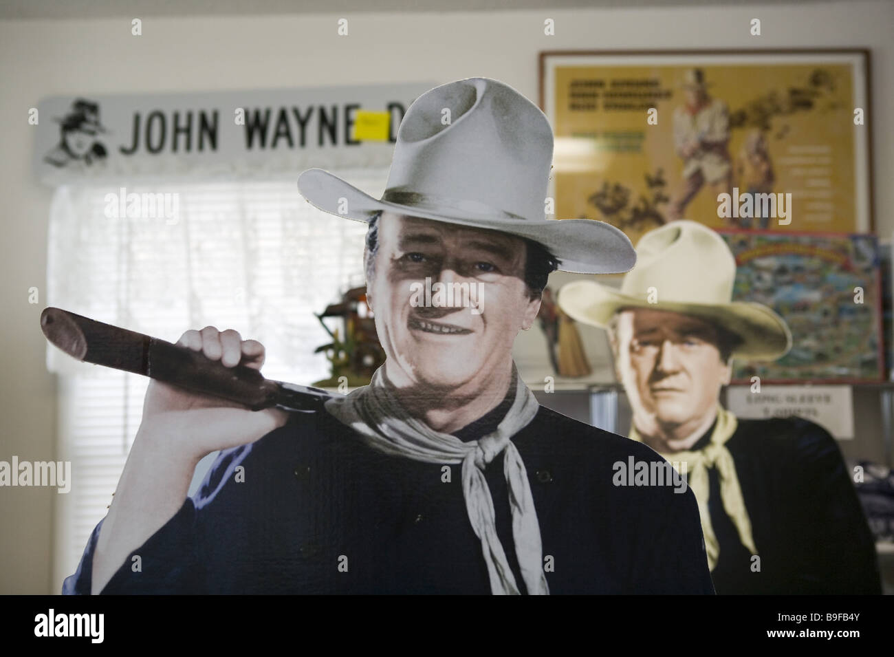 Usa Iowa Comté de Madison-set d'hiver John Wayne lieus de naissance Illustration exposition mémoire Amérique célèbre cowboy Banque D'Images