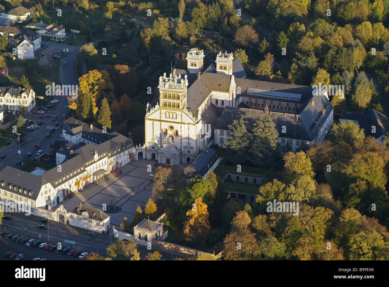 Aerial-coup Allemagne Rhénanie-palatinat Trèves abbaye bénédictine Saint Matthias abbaye bénédictine Abbaye abbaye bénédictine St St. Banque D'Images