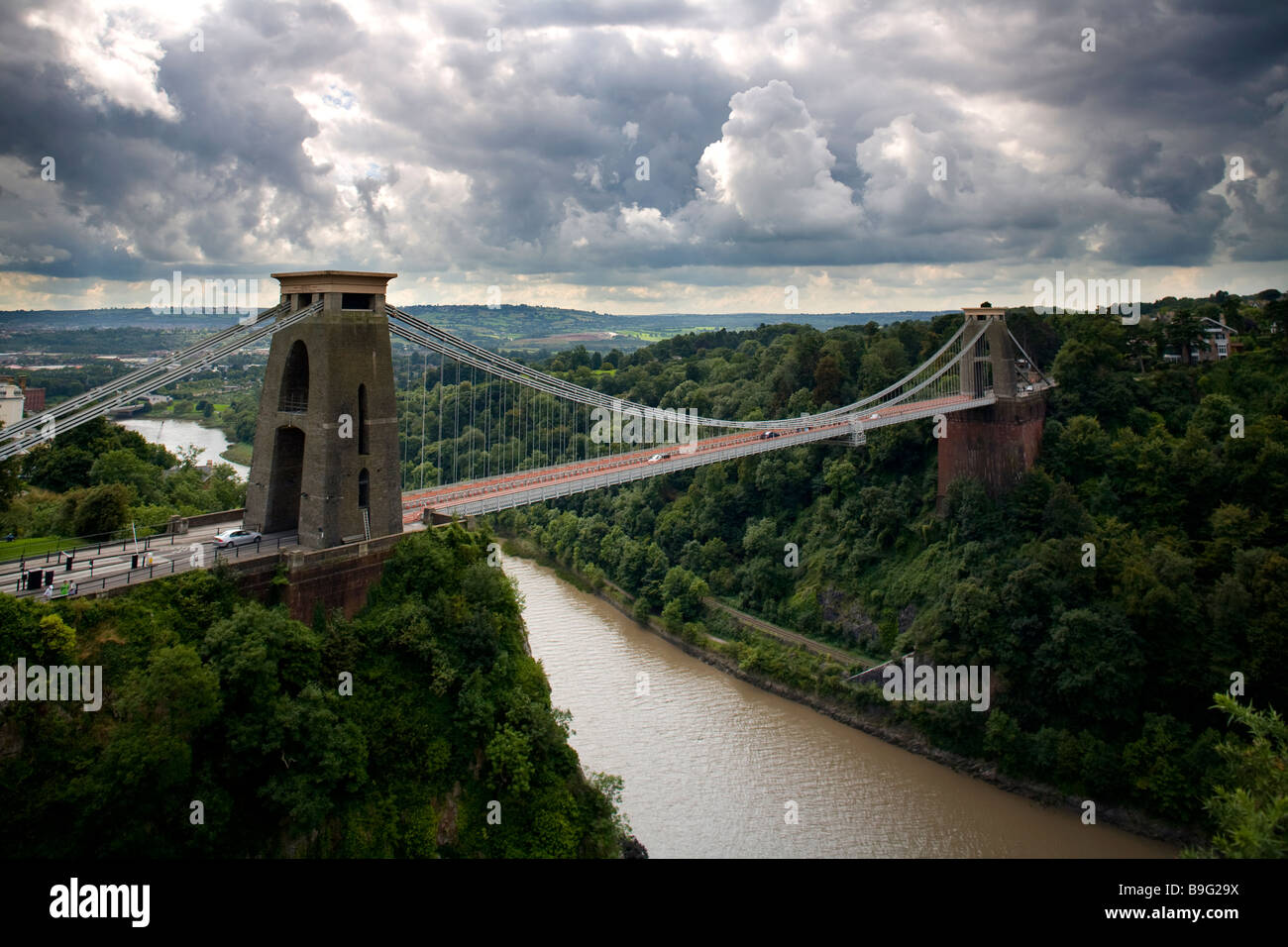 Clifton Suspension Bridge, Bristol sur un jour de tempête Banque D'Images