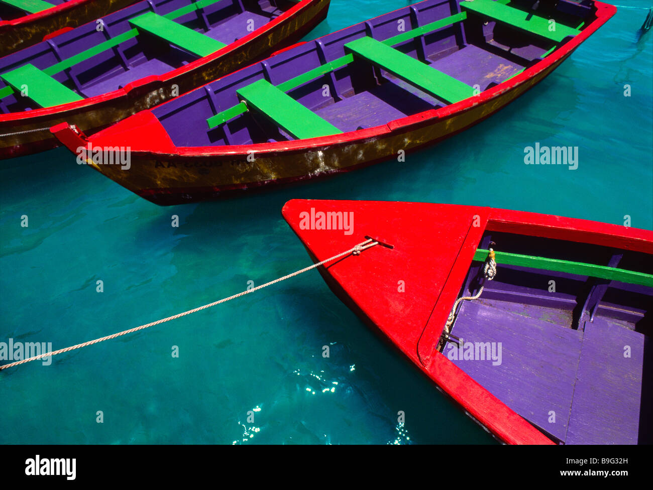 Barques en bois coloré Puerto Rico Banque D'Images