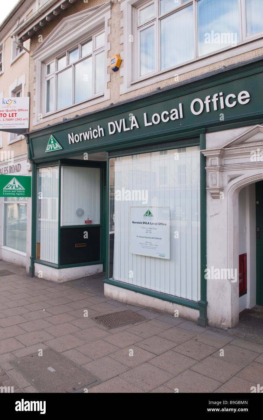 Norwich DVLA bureau local portant sur les questions de licence de conduite Banque D'Images