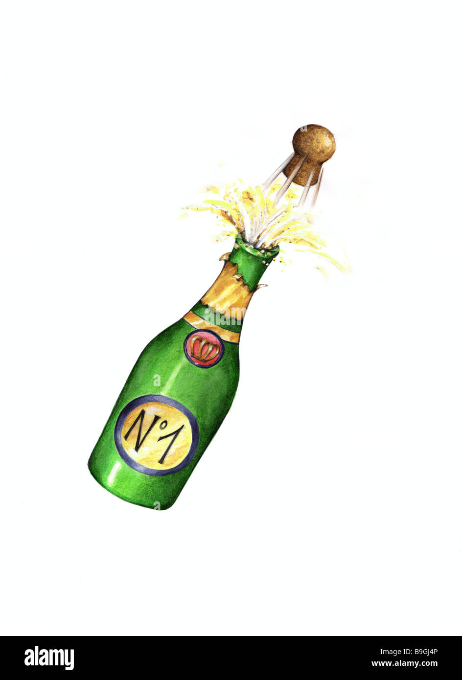 Illustration champagne-bouchons bangs aquarelle alcool animation arrosage  champagne champagne bouteille de champagne cork Photo Stock - Alamy