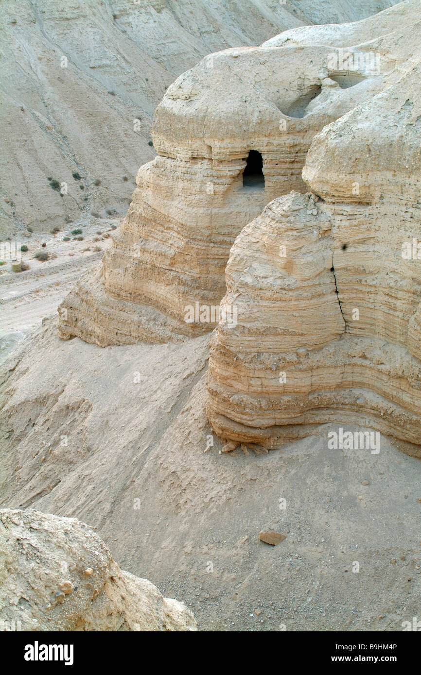 Emplacement du Qumran morte par la mer Morte, Israël, Moyen Orient Banque D'Images