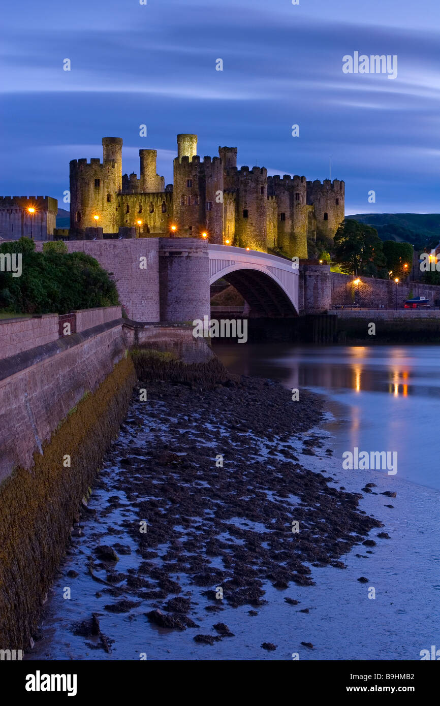 Château de Conwy et le site du patrimoine mondial de pont de Conwy, au nord du Pays de Galles, Royaume-Uni Banque D'Images