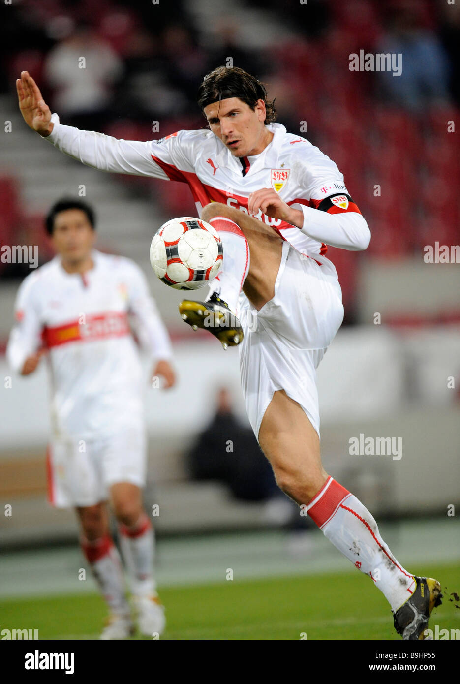 L'équipe nationale joueur Mario Gomez, le VfB Stuttgart, le tir d'un objectif Banque D'Images