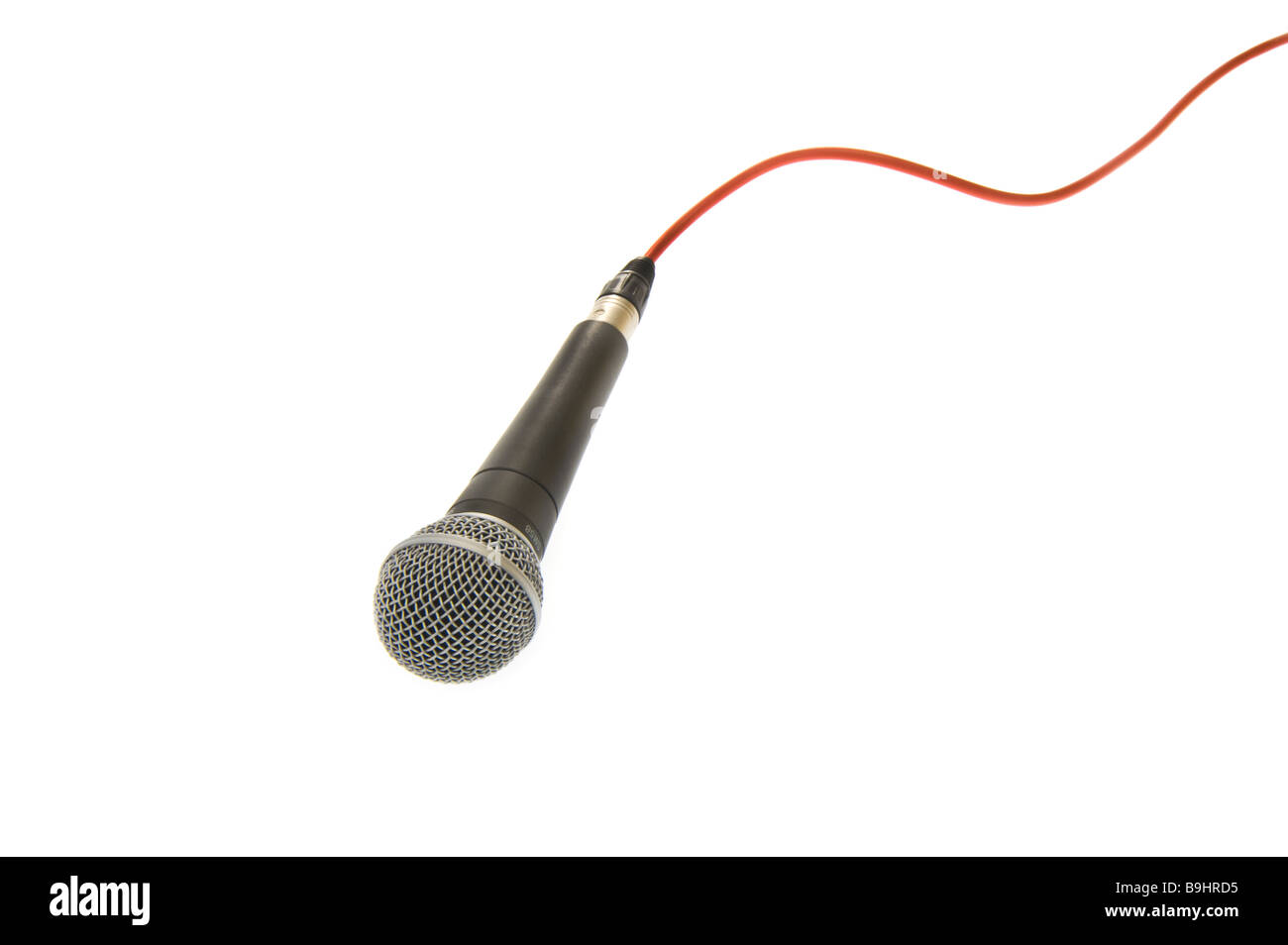 Micro microphone mic mikrophone mike avec ligne rouge sur le fil de câble connexion connexion ligne singer chanter musique concours vision sym Banque D'Images