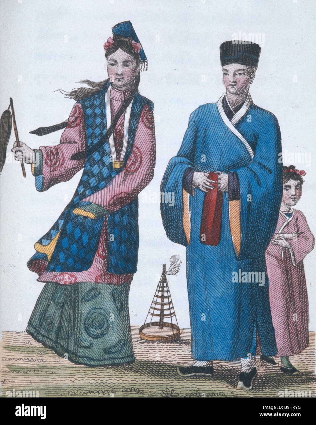 L'homme chinois bouddhiste chinois avec gravure 1811 prêtresse Banque D'Images