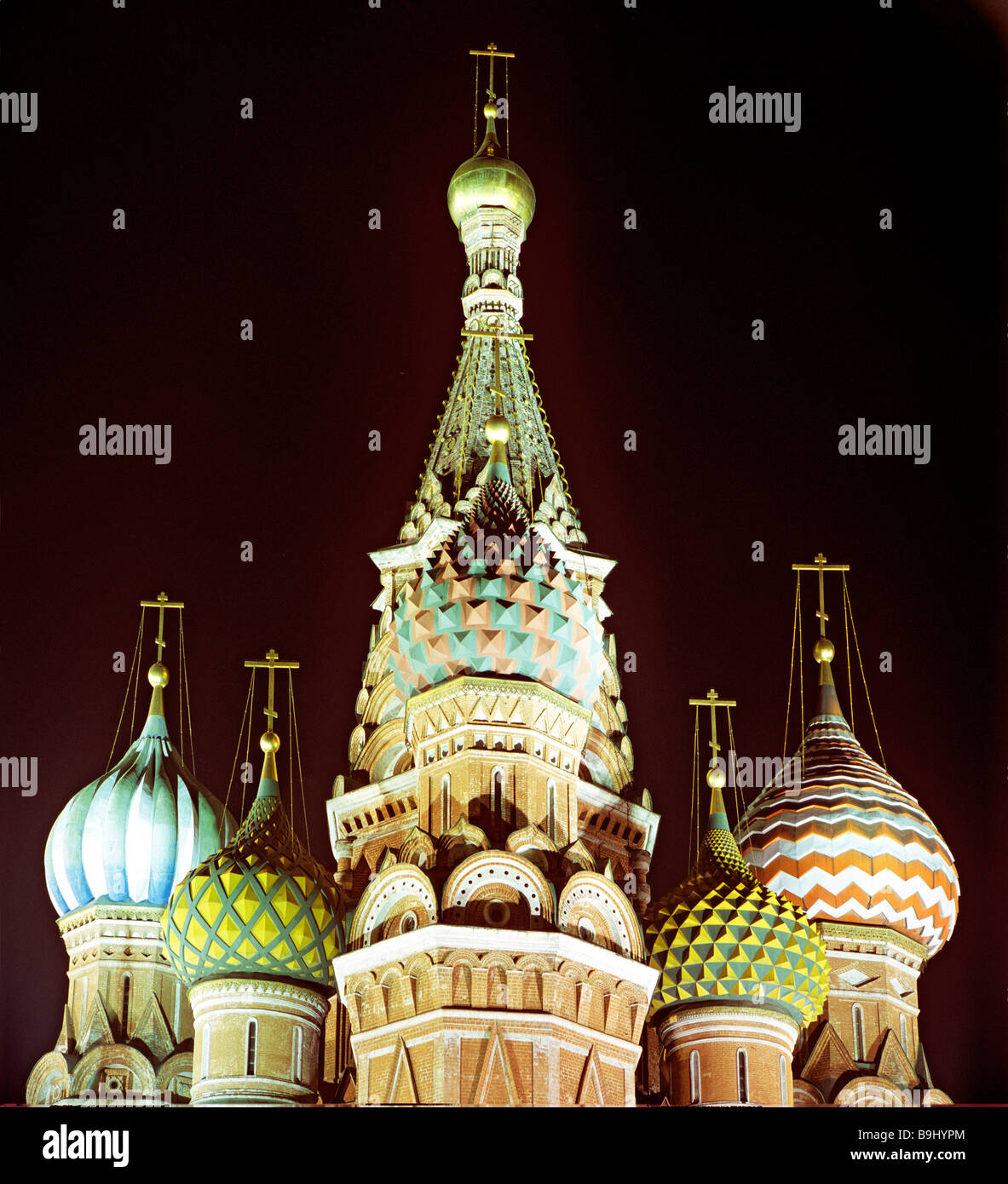 La Cathédrale de Saint Basil de nuit, tours, Moscou, Russie Banque D'Images
