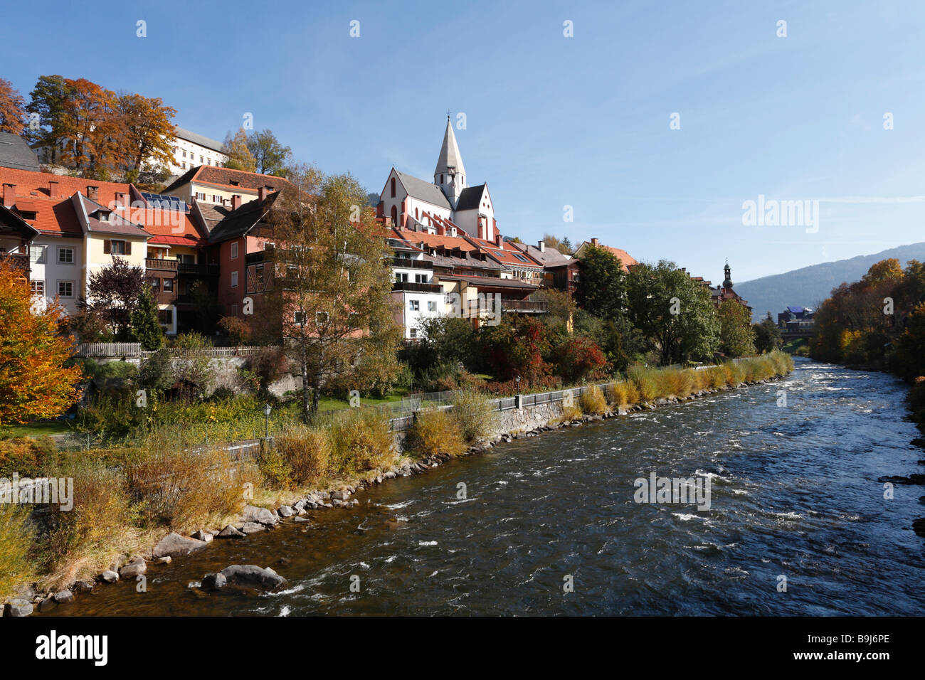 Murau, rivière Mur, Styrie, Autriche, Europe Banque D'Images