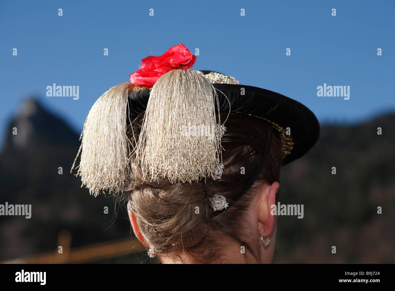 Chapeau traditionnel, Leonhardifahrt, jour de la fête de Saint Léonard de Noblac, Höganäs, vallée de Tegernsee, Allemagne, Union européenne Banque D'Images