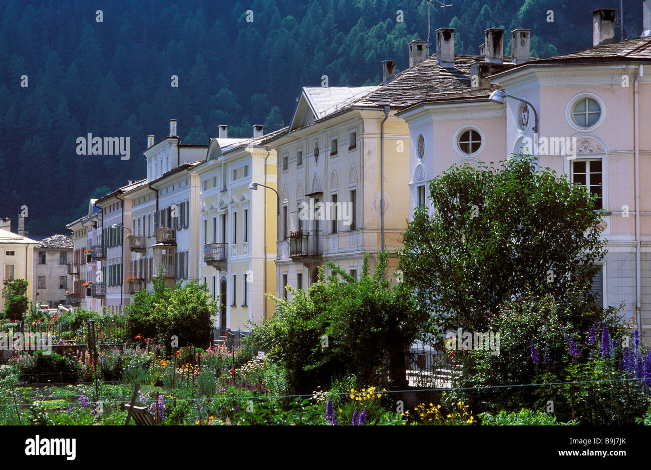 Spaniol district dans le Val Poschiavo, Bernina, Grisons, Suisse, Europe Banque D'Images