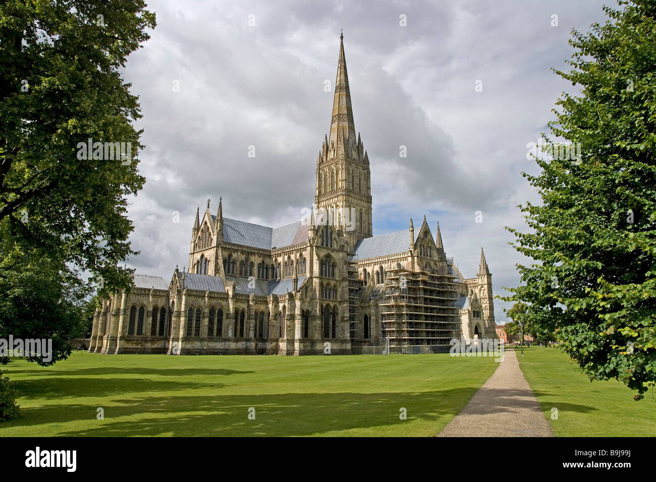 La cathédrale de Salisbury, Salisbury, Wiltshire, Angleterre, Royaume-Uni, Europe Banque D'Images
