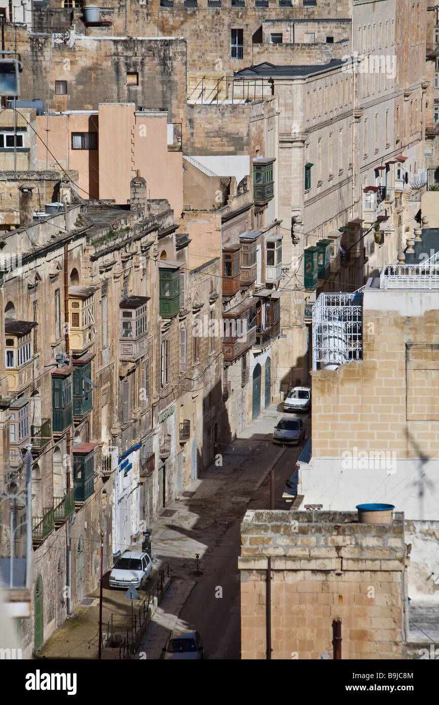 East Street, ruelle étroite à La Valette, Malte, Europe Banque D'Images