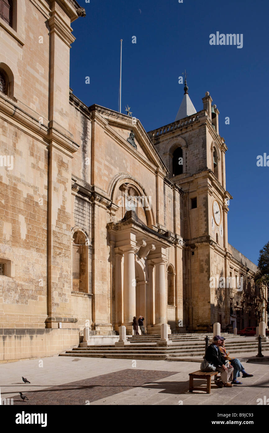 La Cathédrale St Jean sur St John's Square, La Valette, Malte, Europe Banque D'Images