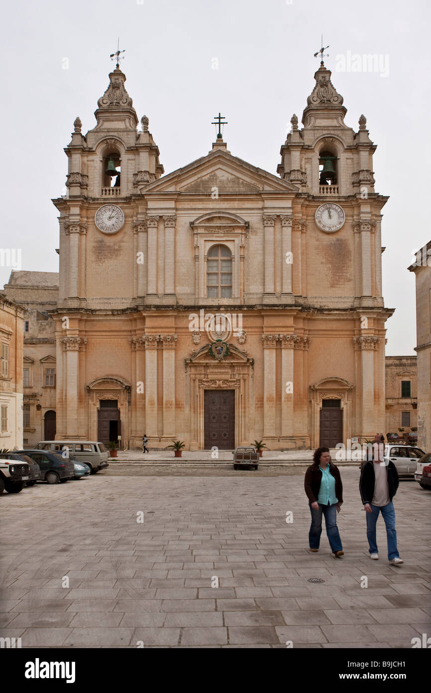 Cathédrale de Mdina, Vilhena Palace, St Pauls Square, Mdina, Malte, Europe Banque D'Images