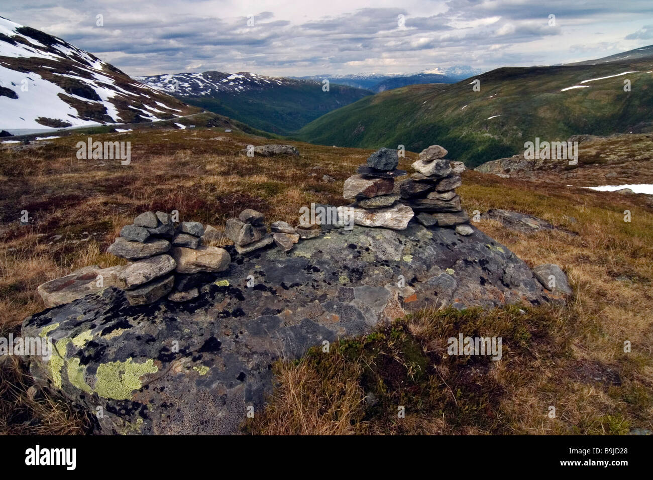 Cairn sur le sommet, Skei, Sogn og Fjordane, Norvège, Scandinavie, Europe Banque D'Images