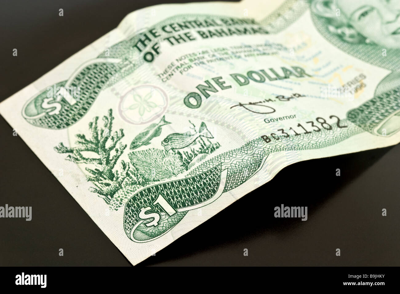 Un projet de loi d'un dollar des Bahamas Banque D'Images