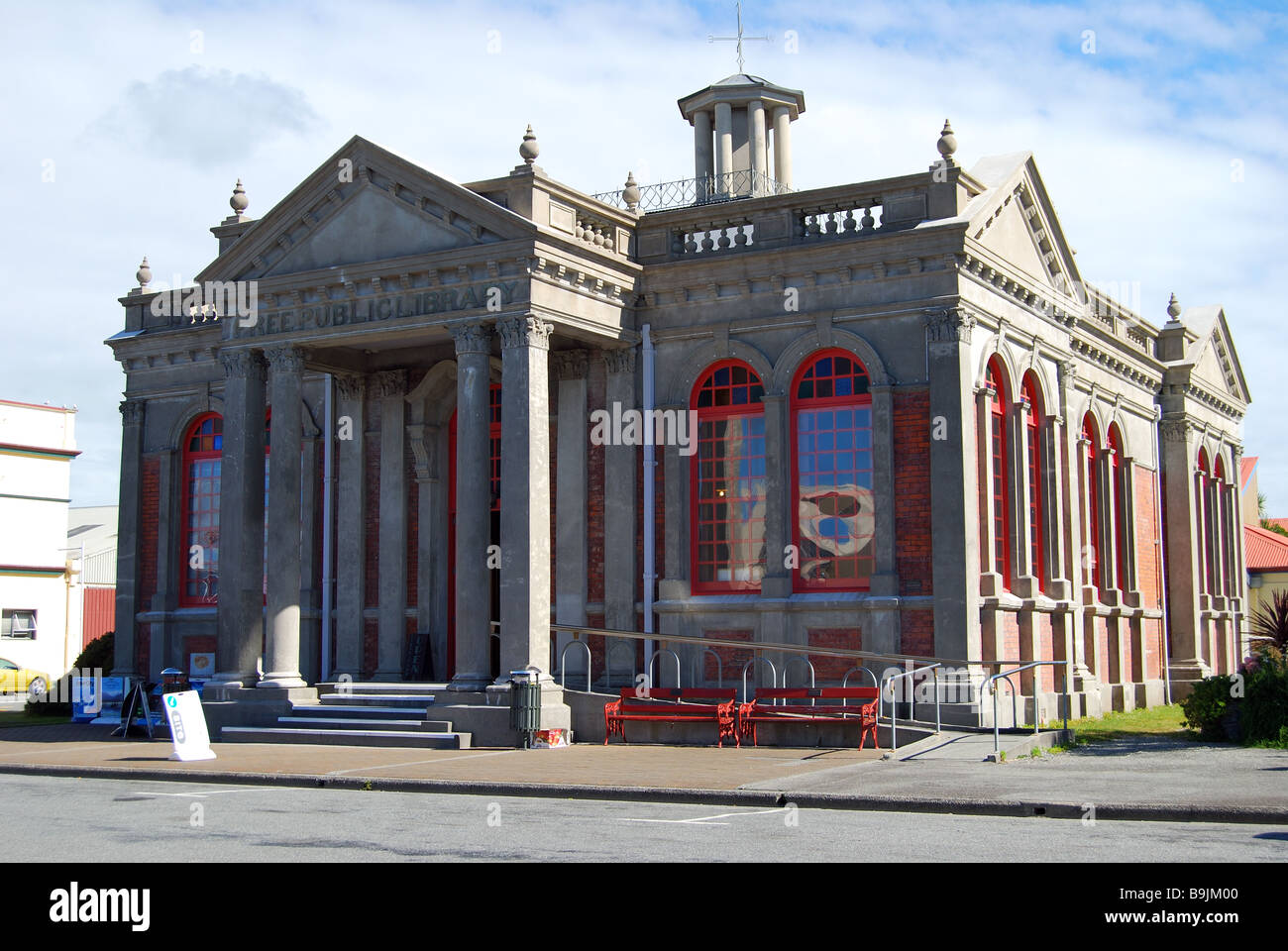 Édifice Carnegie, rue Hamilton, Hokitika, région de la côte ouest, Île du Sud, nouvelle-Zélande Banque D'Images