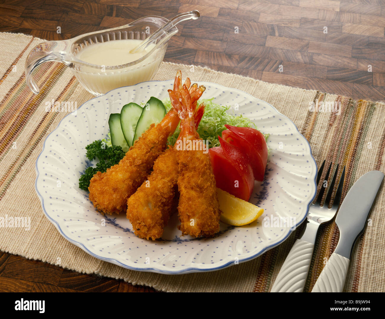 Crevettes frites dans la chapelure Banque D'Images