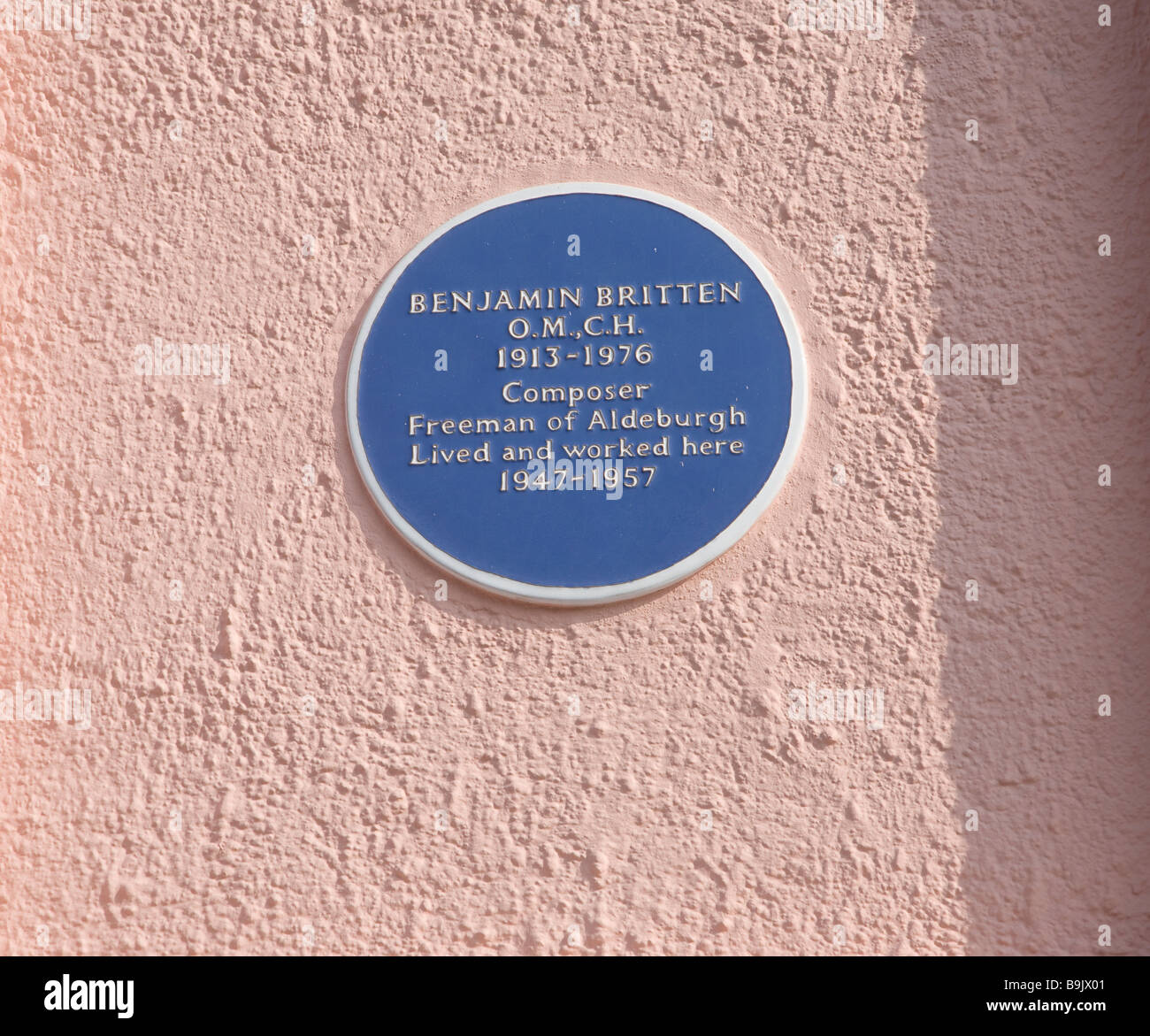 Benjamin Britten blue plaque Angleterre Suffolk Aldeburgh Banque D'Images
