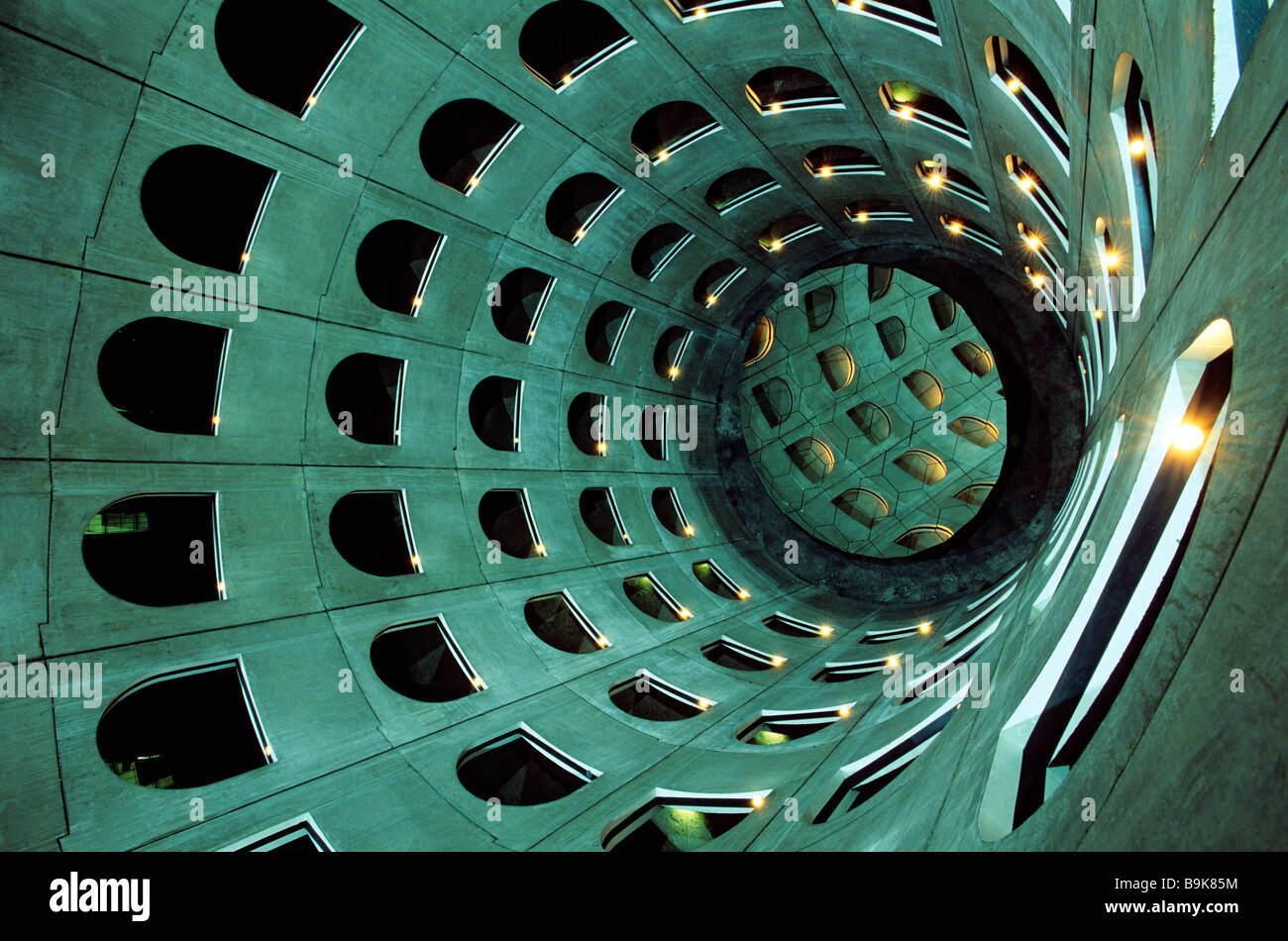 France, Rhône, Lyon, Place des Célestins, underground parking hélicoïdal par Michel Targe, Daniel Buren et Jean-Michel Wilmotte Banque D'Images