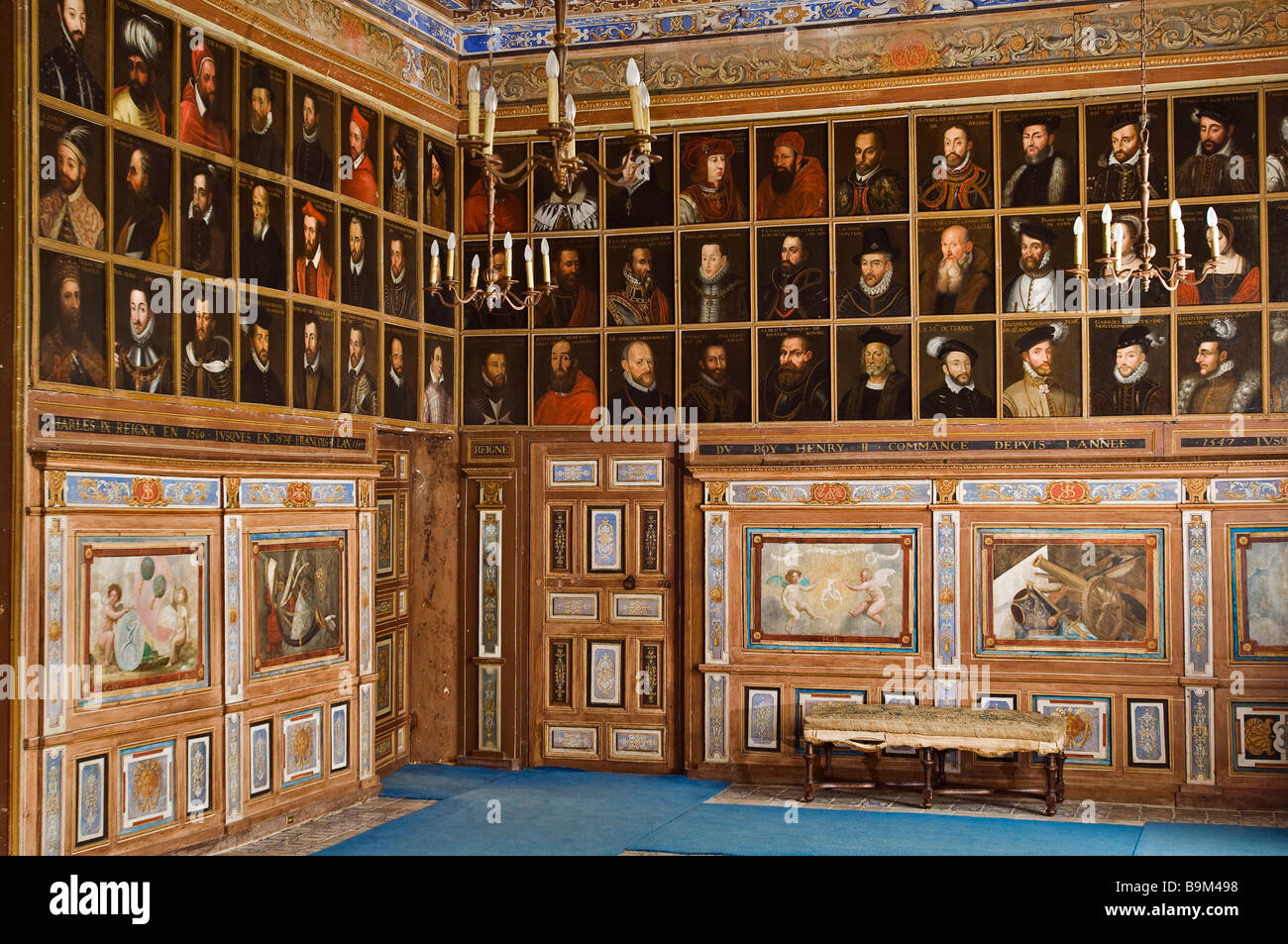 France, Loir et Cher, Cellettes, Chateau de Beauregard, 327 grands hommes' s portraits du 16ème siècle Banque D'Images