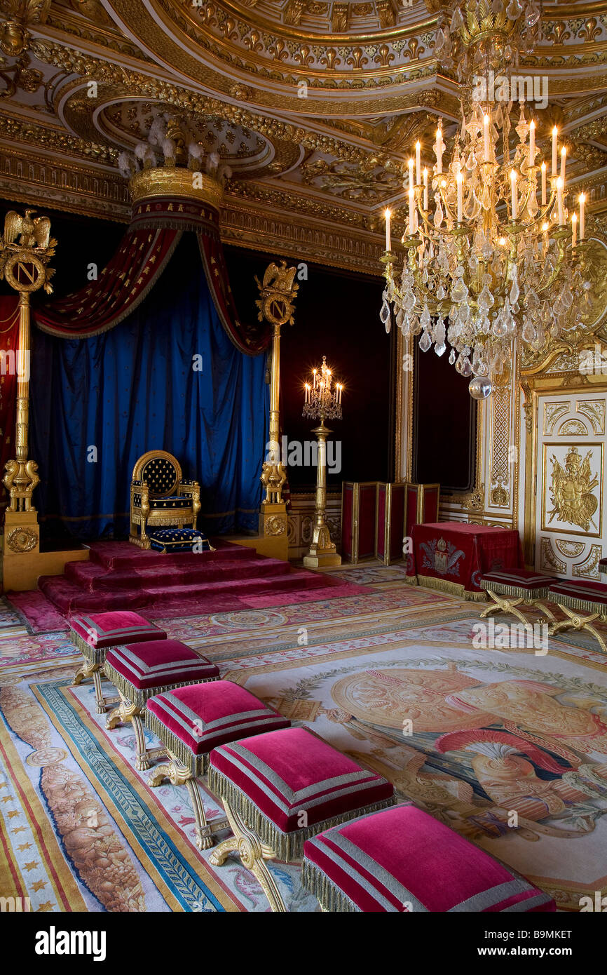France, Seine et Marne, le château Royal de Fontainebleau classé au Patrimoine Mondial par l'UNESCO, salle du trône Banque D'Images