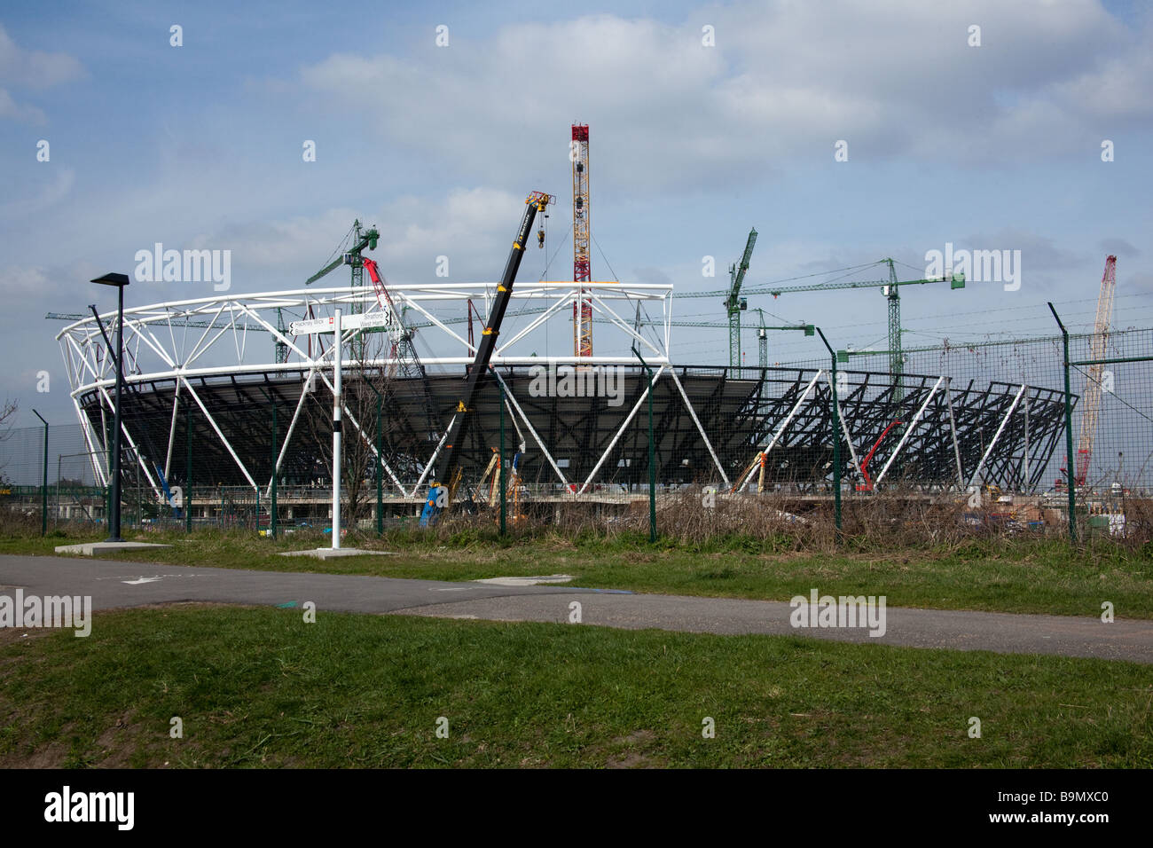 Le stade olympique de Londres 2012 en construction Mars 2009 Stratford Londres Angleterre Banque D'Images