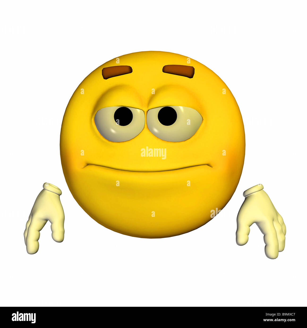 Guy émoticône jaune avec une expression neutre Banque D'Images