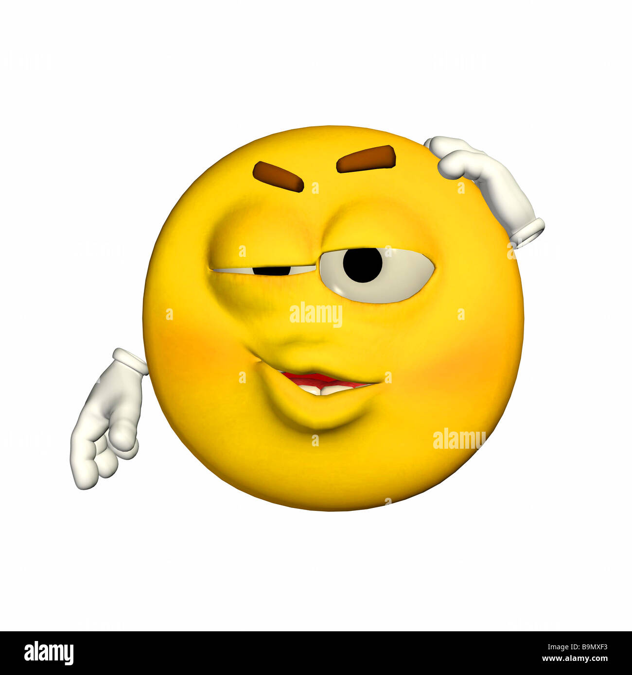 Émoticône jaune Guy avec une expression gênée Banque D'Images