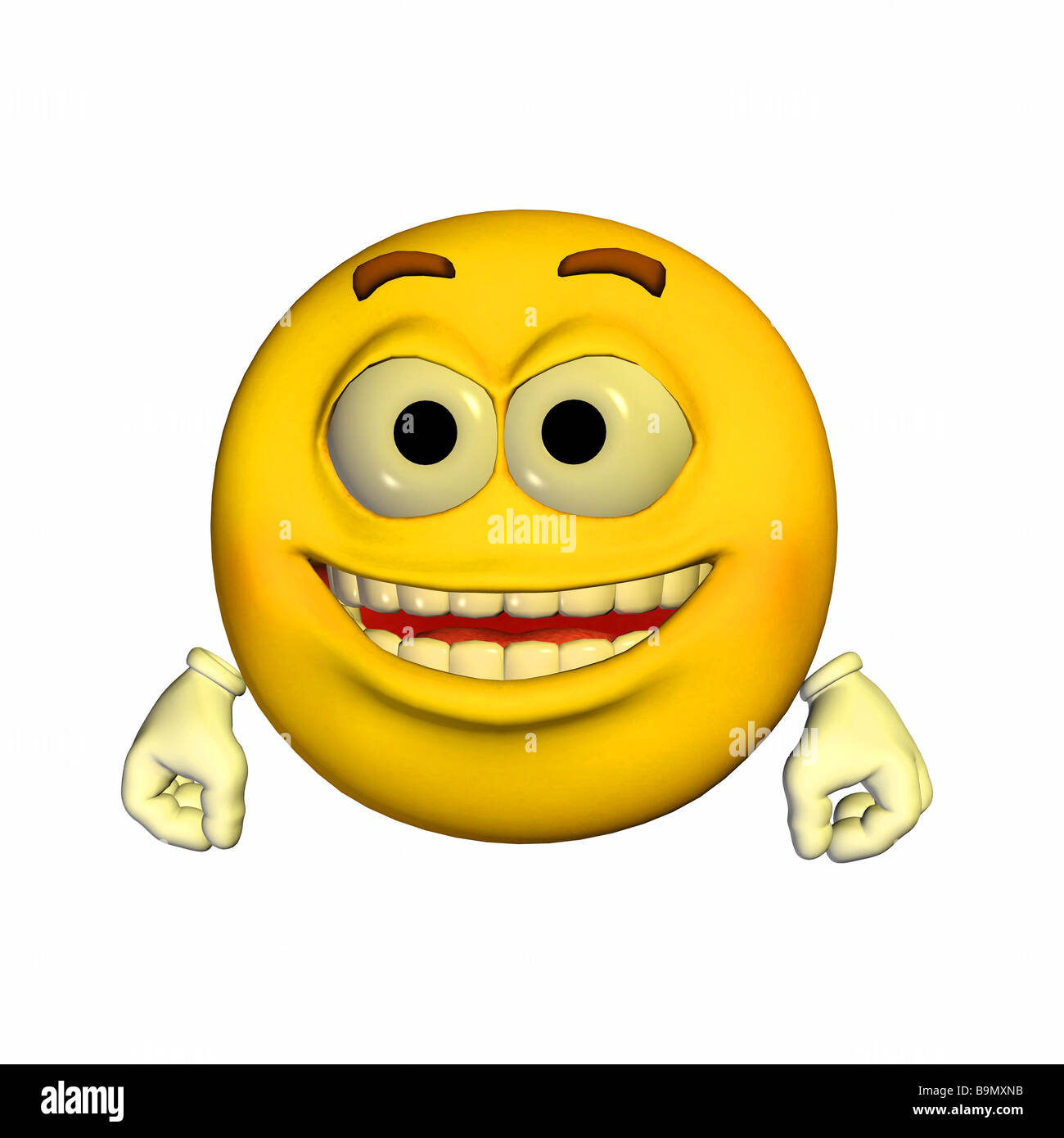 Émoticône jaune type avec une expression souriante Banque D'Images