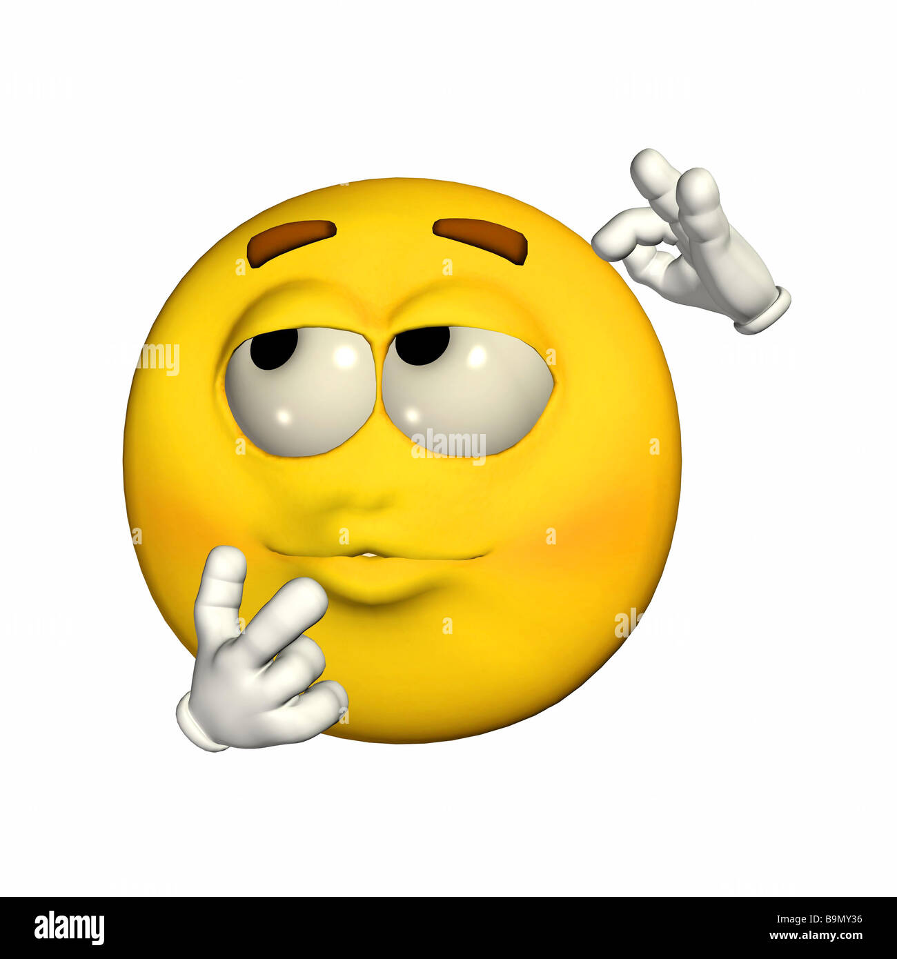 L'émotion jaune type avec une expression de la pensée Banque D'Images