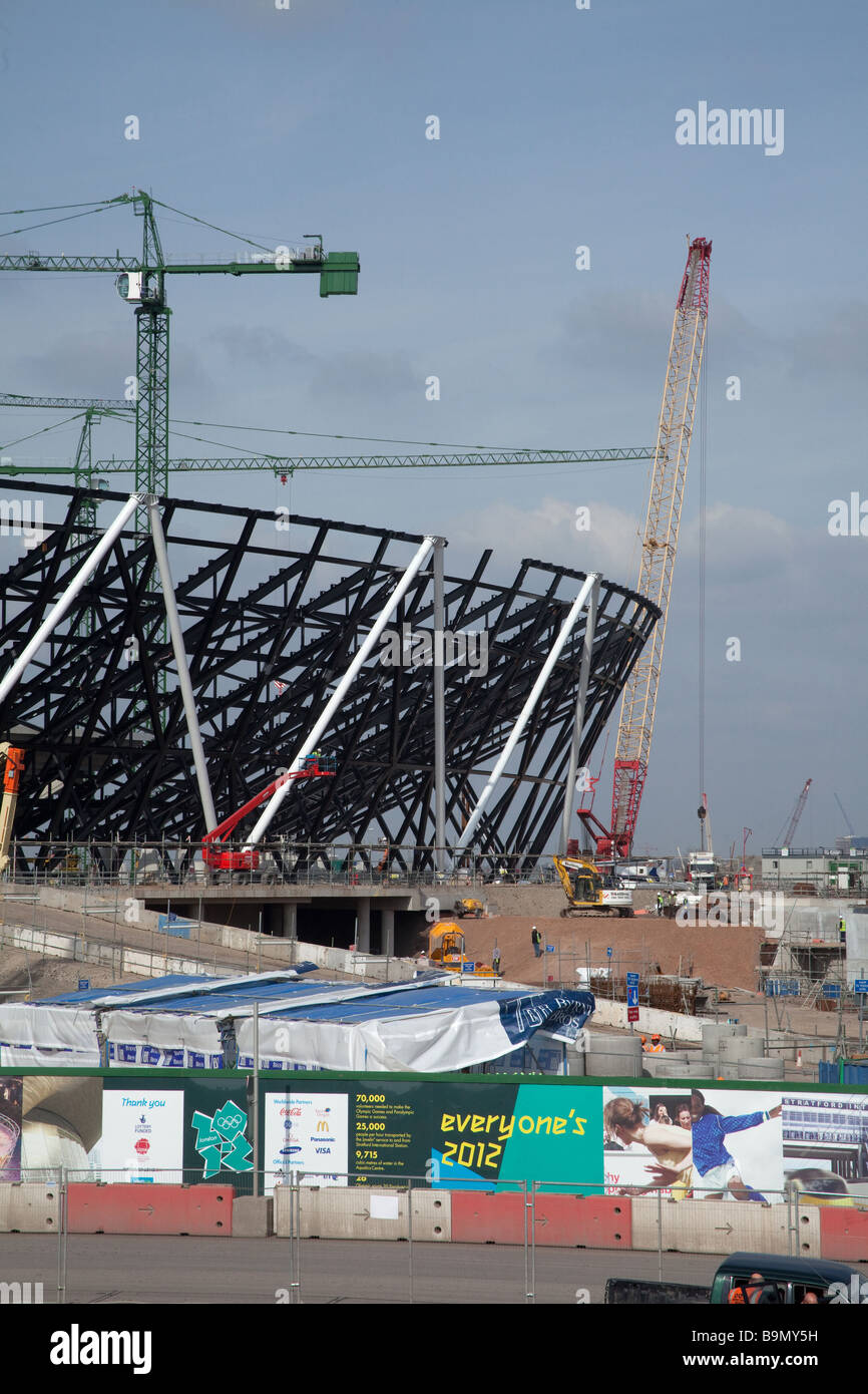 Le stade olympique de Londres 2012 en construction Mars 2009 Stratford Londres Angleterre Banque D'Images