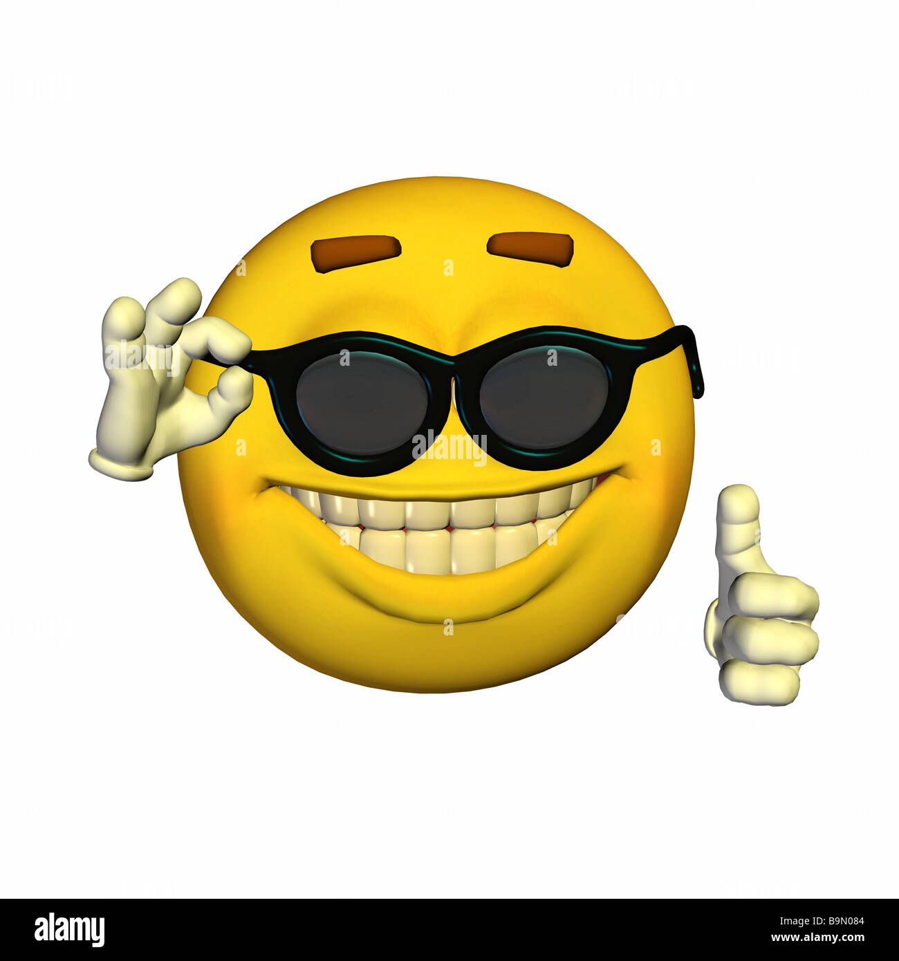 Émoticône jaune Cool mec avec des lunettes noires Banque D'Images