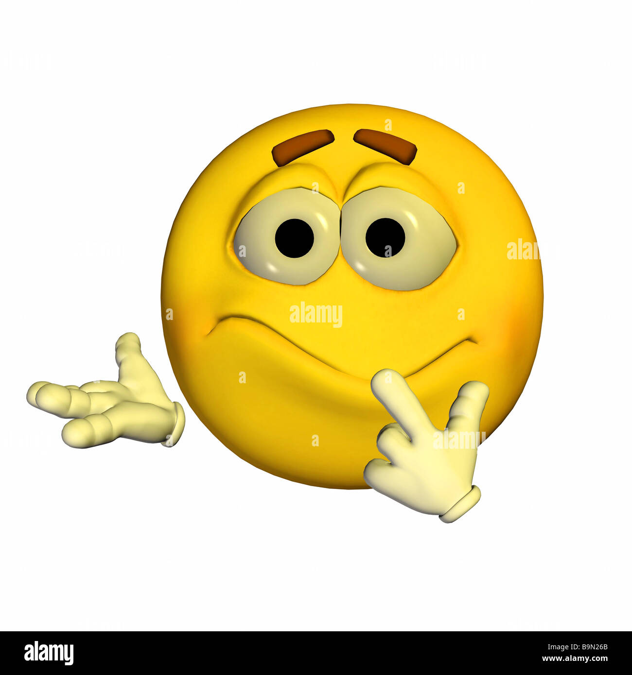 Émoticône jaune type avec une expression inquiète Banque D'Images