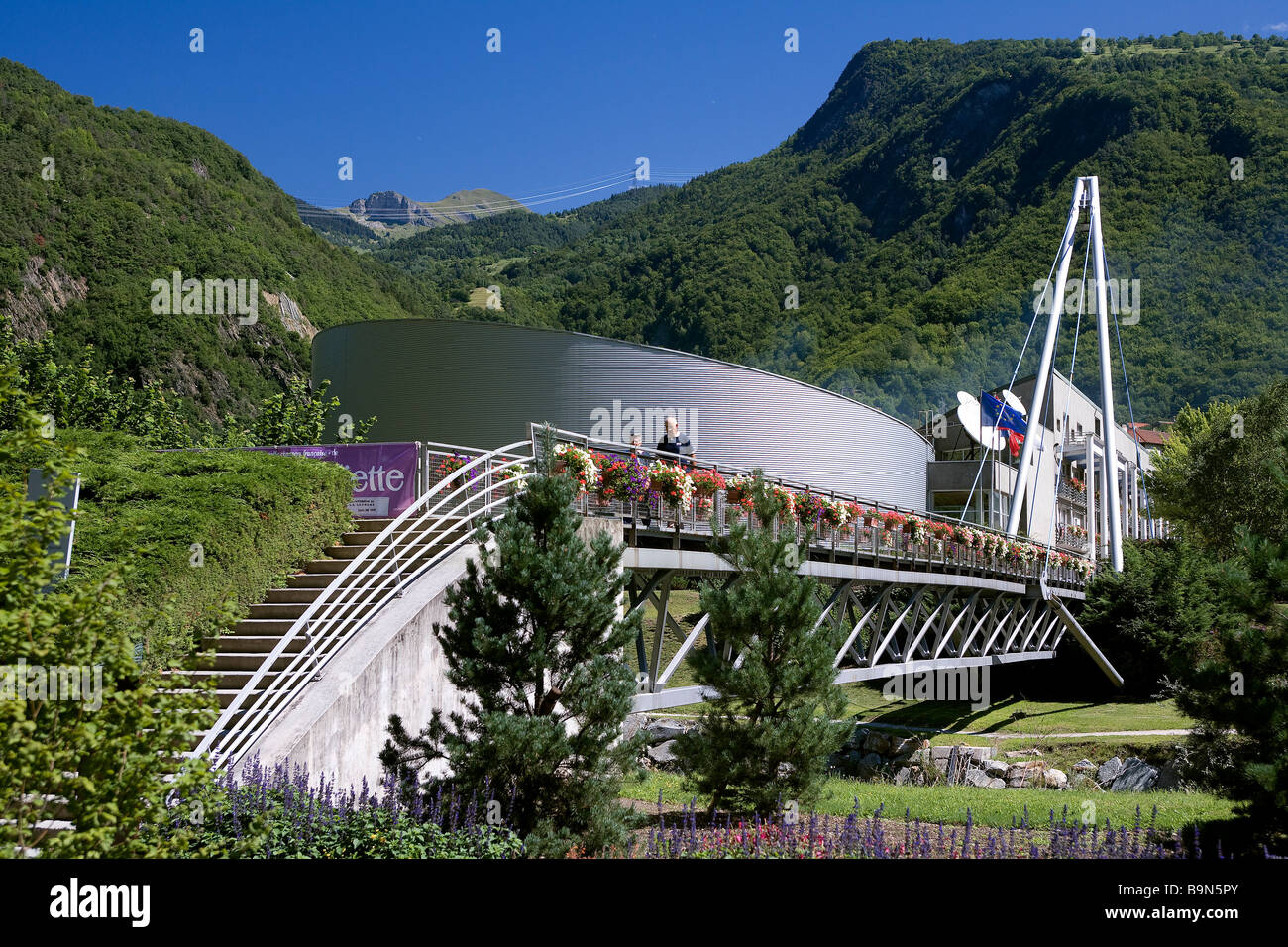 France, Savoie, La Léchère, spa et ancien Salle de presse pendant les Jeux Olympiques de 1992 Banque D'Images