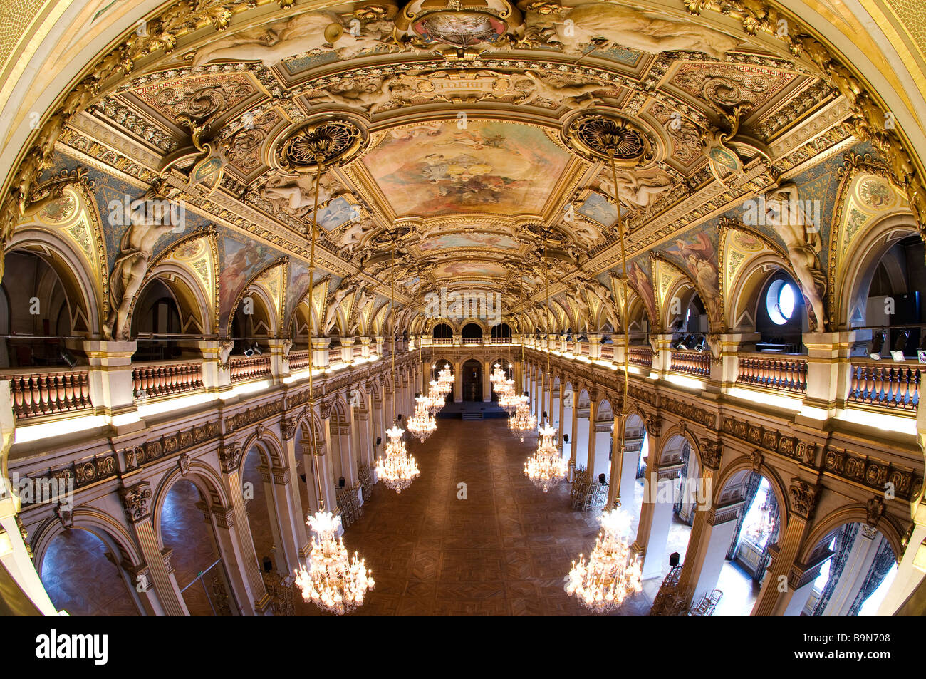 France, Paris, l'Hôtel de Ville (City Hall), la galerie d'accueil Banque D'Images