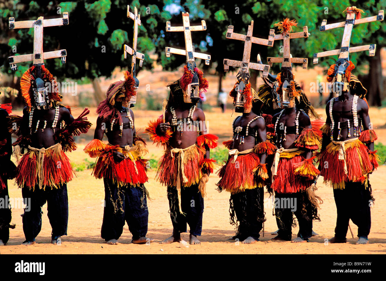 Mali, Pays Dogon, Sangha, masque danse Banque D'Images