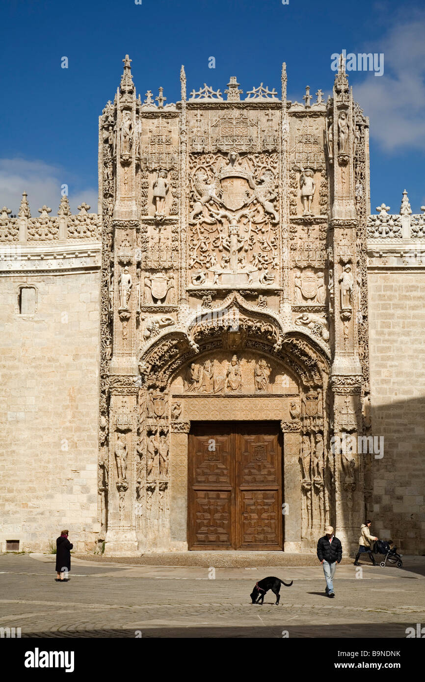 Façade du Colegio de San Gregorio l'Art Gothique élisabéthaine Valladolid Castille Leon Espagne Banque D'Images