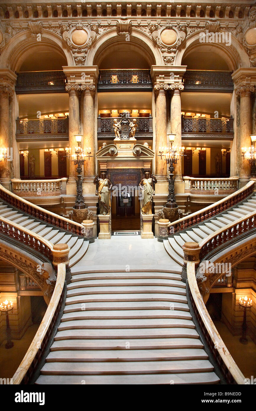 Opéra GARNIER PARIS HALL PRINCIPAL Banque D'Images